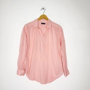Vineyard Vines Pink Peasant Blouse Long Sleeve Half Button Size Small